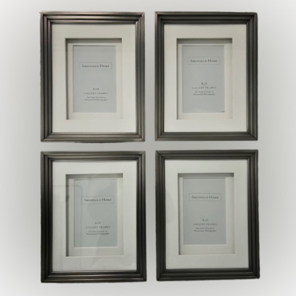SHEFFILED HOME Metallic Silver Tone Wall Frames, 4 x 6 Photographs, Set of 4
